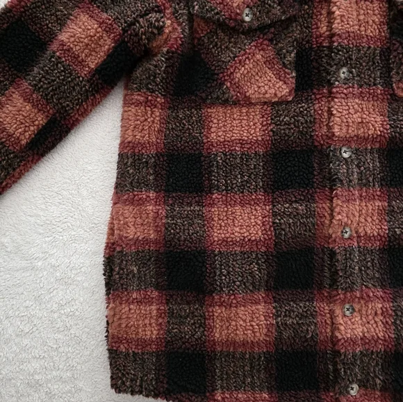 Volcom Silent Sherpa Jacket, Women's Size Large, EUC - Multicolor Plaid - Picture 2 of 10